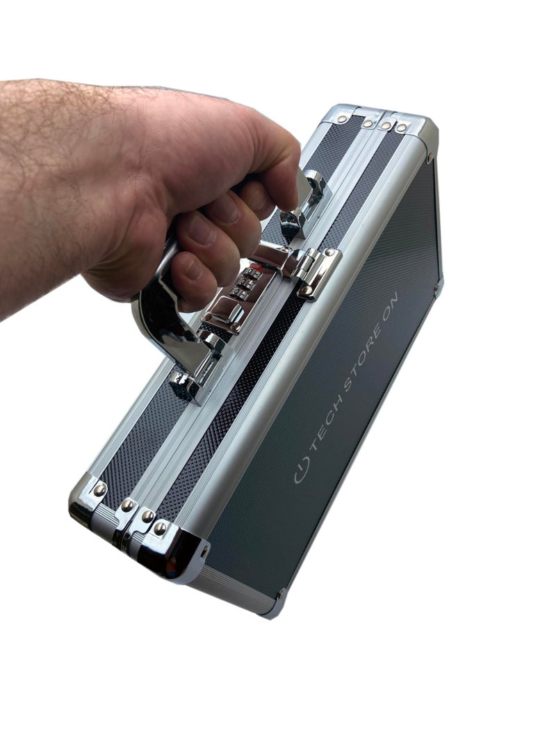 TECH STORE ON Aluminum USB Drive Organizer Case (48 Slots with Handle) â€“ Shockproof & Antistatic Storage Box with Combination Lock | Large Professional Metal Carry Case for Flash Drives & Accessories - Image 3
